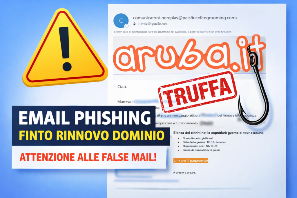 Attenzione alle false email di rinnovo dominio da “Aruba.it”